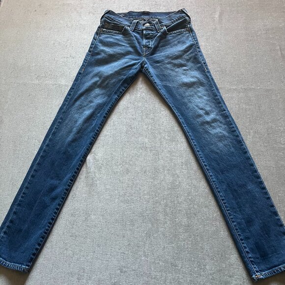 True Religion Jeans Men 29 Rocco Relaxed Skinny Blue Denim 29x32 - Picture 1 of 9